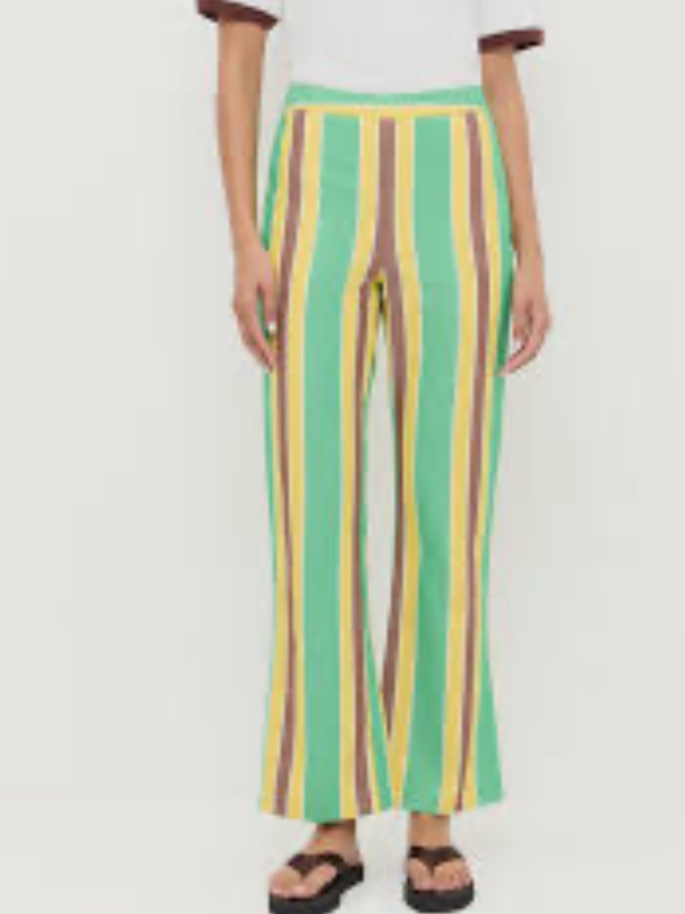 Loeffler Randall Striped green pasha Pants in Mint & Yellow